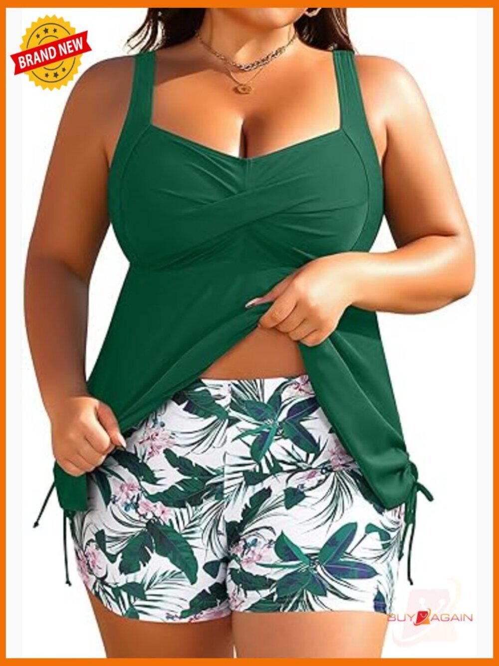 Plus Size Tankini Swimsuit Two Piece Flowy Swimdress with Shorts